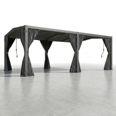 Aluminum Pergola Built for Year-Round Outdoor Living, Adjustable Rainproof Roof, Waterproof Curtains, 240 Sq Ft Coverage