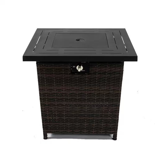 28 In. 40000BTU Wicker Square Fire Pit Table