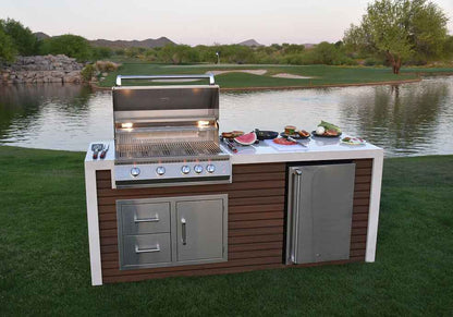 KoKoMo Outdoor Kitchen Island with Waterfall Edge, 32” Built-In Grill