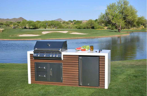 KoKoMo Outdoor Kitchen Island with Waterfall Edge, 32” Built-In Grill