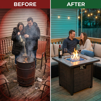 32 In. Propane Fire Pit Table, 40,000 BTU Auto-Ignition Gas Fire Table for outside Patio — Before & After