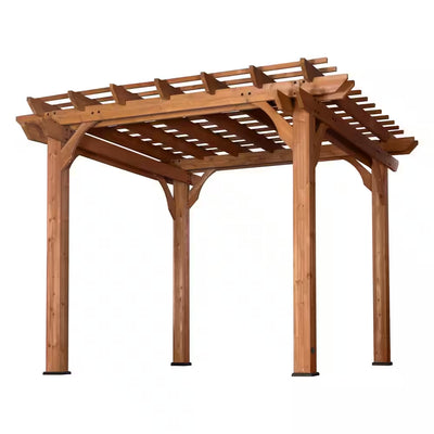 10 Ft. X 10 Ft. Traditional All Cedar Wood Outdoor Patio Pergola Shade Structure