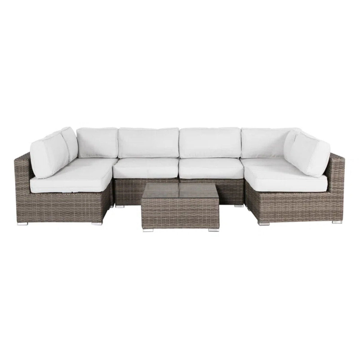 Seating Set With Cushions Handcrafted Wicker Design