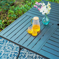 Black 9-Piece Metal Outdoor Patio Dining Set with Slat Square Table and Fashion Stackable Chairs