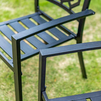 Black 9-Piece Metal Outdoor Patio Dining Set with Slat Square Table and Fashion Stackable Chairs