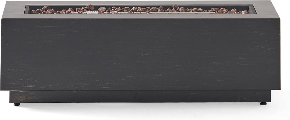 Welling Outdoor Rectangular Fire Pit with Tank Holder, Brushed Brown