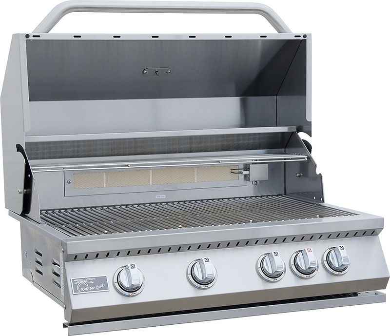 KoKoMo 7' Outdoor Kitchen Island with Grill, Built-In 32” Grill + Fridge