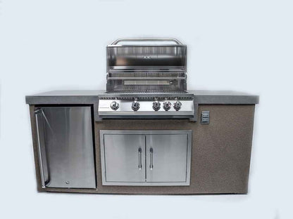 KoKoMo 7' Outdoor Kitchen Island with Grill, Built-In 32” Grill + Fridge