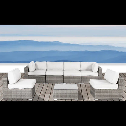 Seating Set With Cushions Handcrafted Wicker Design