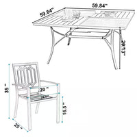 Black 9-Piece Metal Outdoor Patio Dining Set with Slat Square Table and Fashion Stackable Chairs