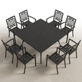 Outdoor Patio Dining Set Built for Weather Resistance, 9-Piece Metal Frame, Stackable Chairs, Square Table