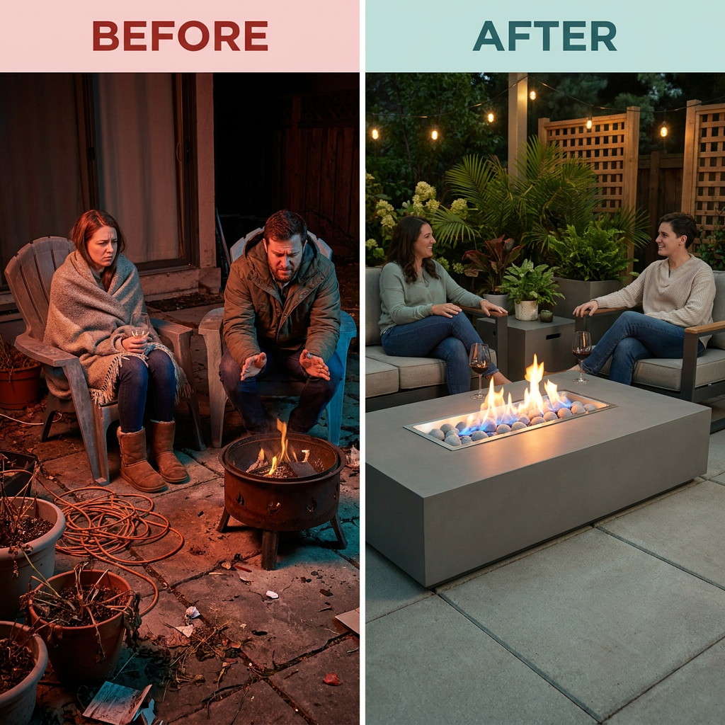 Concrete Fire Pit Table - Rectangular — Before & After