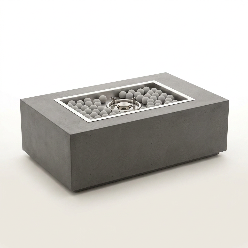 Concrete Fire Pit Table - Rectangular — Studio Shot