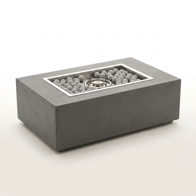 Fire Pit Table Designed for Year-Round Outdoor Entertainment, Concrete Construction, Wind Guard Spheres, Multi-Function