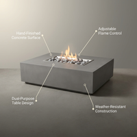Concrete Fire Pit Table - Rectangular — infographic