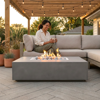Concrete Fire Pit Table - Rectangular — Lifestyle