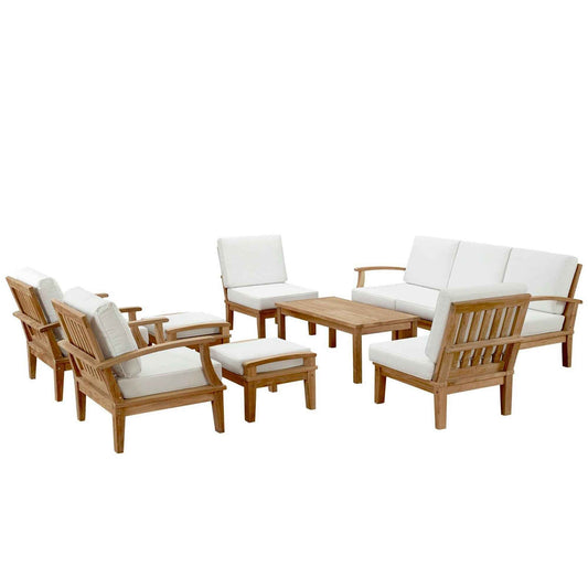 Elegant Patio Marina Teak Outdoor Seating Set - 10-Piece Modway Collection
