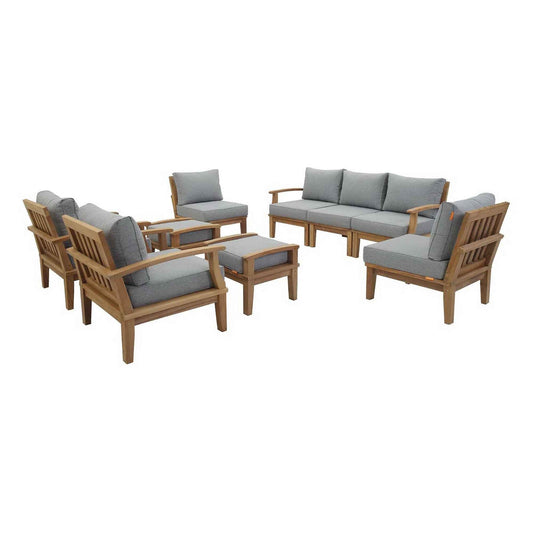 Elegant Patio Outdoor Lounge Set - Marina 9-Piece Teak Collection by Modway