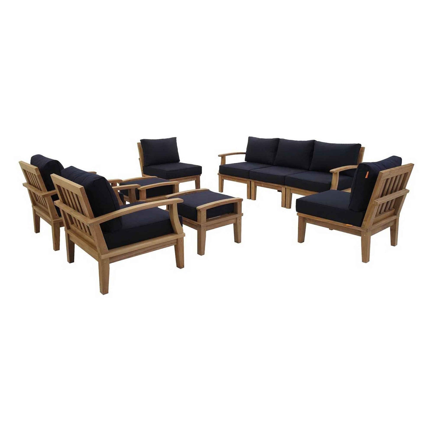 Elegant Patio Outdoor Lounge Set - Marina 9-Piece Teak Collection by Modway