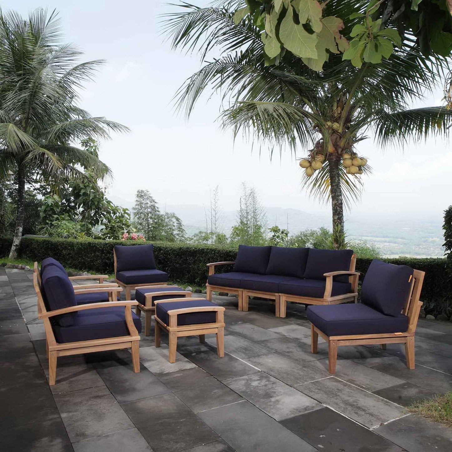 Elegant Patio Outdoor Lounge Set - Marina 9-Piece Teak Collection by Modway