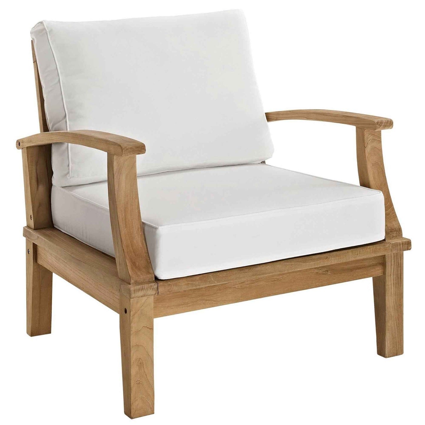 Modway Marina Outdoor Teak Patio Set with White Cushions, 10-Piece Collection by Patio Elegance