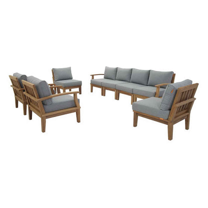 Patio Teak Sectional Set - Elegant Patio Marina 8-Piece Outdoor Teak Sectional Set by Modway