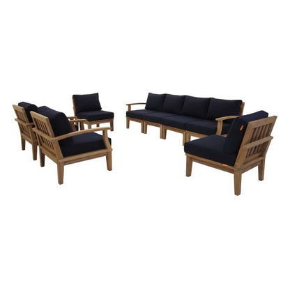 Patio Teak Sectional Set - Elegant Patio Marina 8-Piece Outdoor Teak Sectional Set by Modway