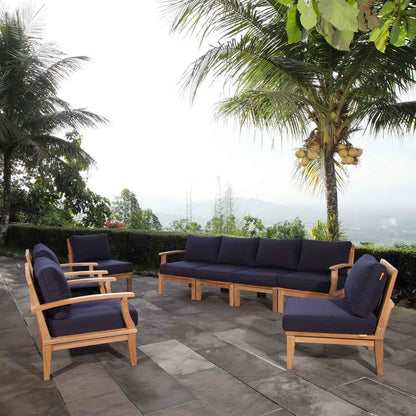 Patio Teak Sectional Set - Elegant Patio Marina 8-Piece Outdoor Teak Sectional Set by Modway