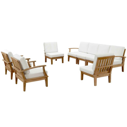 Patio Teak Sectional Set - Elegant Patio Marina 8-Piece Outdoor Teak Sectional Set by Modway