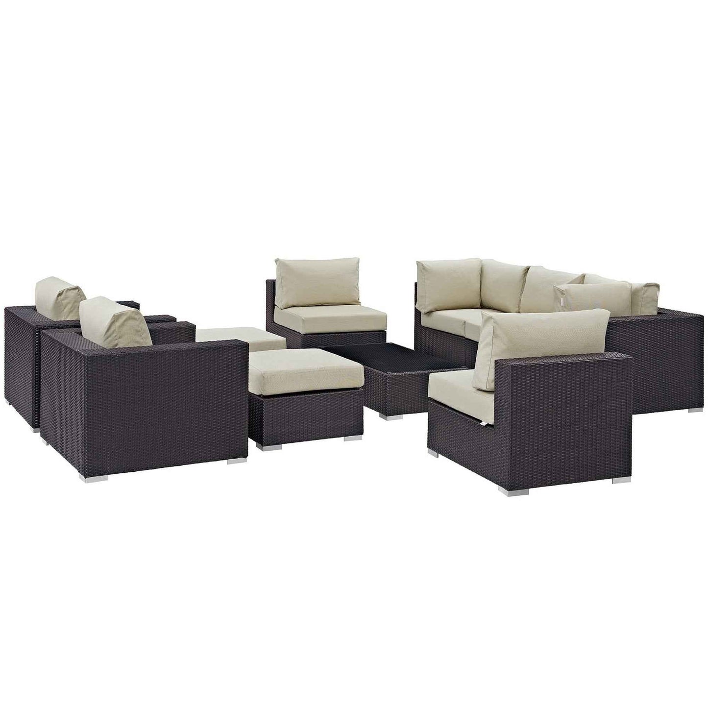 Elegant Patio Outdoor Sectional Set - 10-Piece Convene Lounge Set by Modway