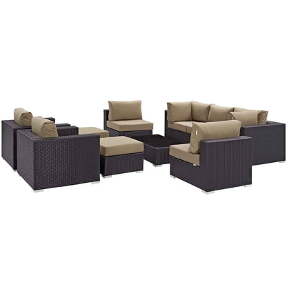 Elegant Patio Outdoor Sectional Set - 10-Piece Convene Lounge Set by Modway