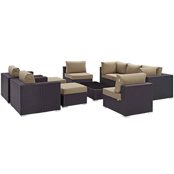Elegant Patio Outdoor Sectional Set - 10-Piece Convene Lounge Set by Modway