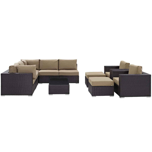 Elegant Patio Outdoor Sectional Set - 10-Piece Convene Lounge Set by Modway