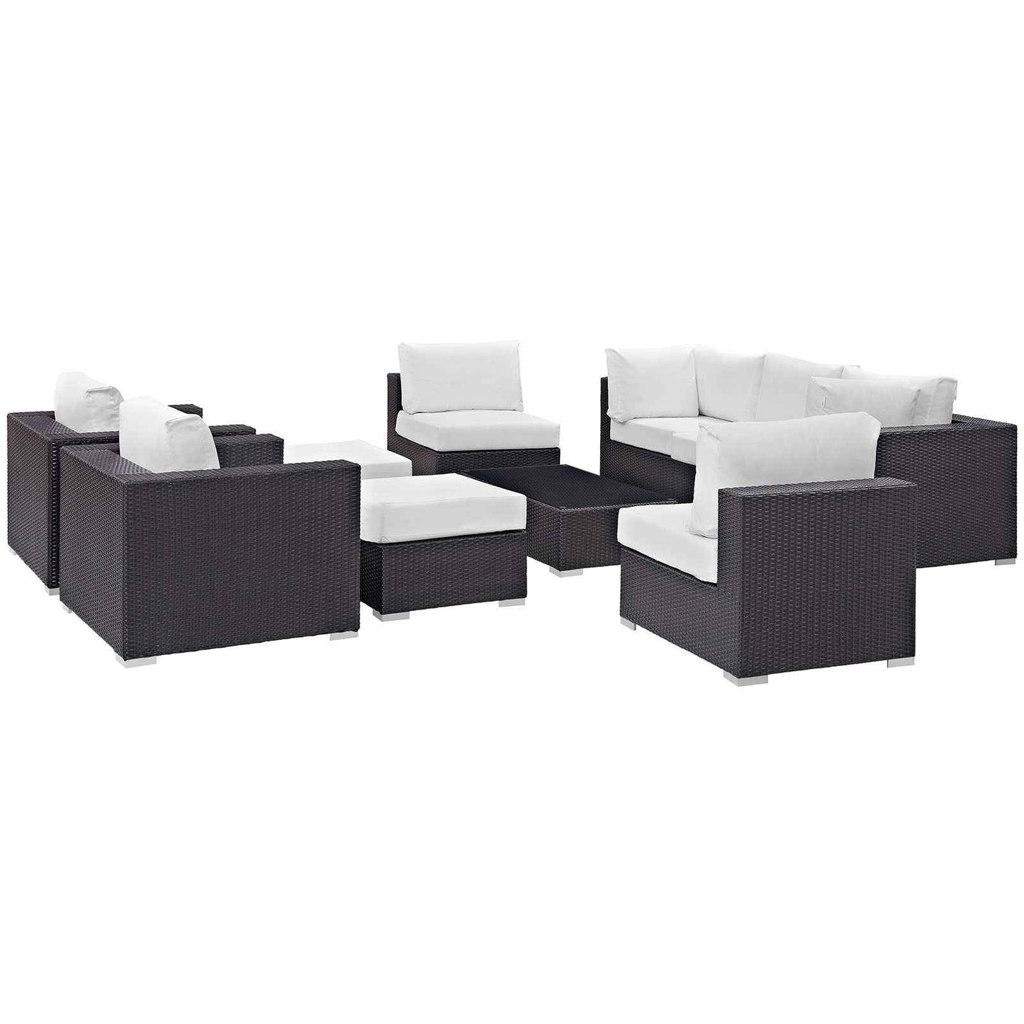 Elegant Patio Outdoor Sectional Set - 10-Piece Convene Lounge Set by Modway