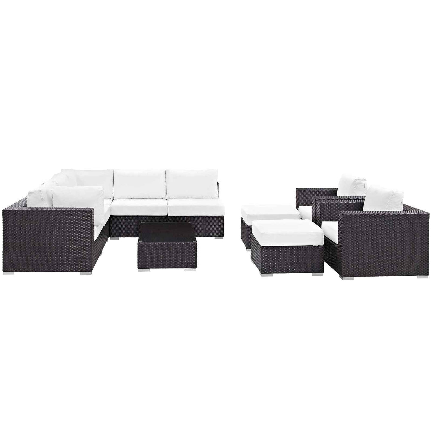 Elegant Patio Outdoor Sectional Set - 10-Piece Convene Lounge Set by Modway