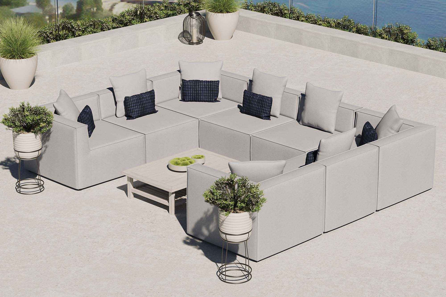 Elegant Patio Sectional Sofa - Saybrook 8-Piece Outdoor Upholstered Sofa by Modway