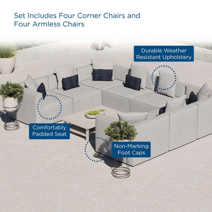 Elegant Patio Sectional Sofa - Saybrook 8-Piece Outdoor Upholstered Sofa by Modway