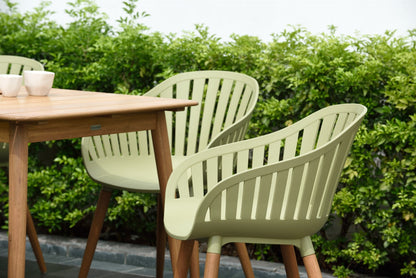 Nassau 5 Piece Square Dining Set, Sage Green Social Plastic®