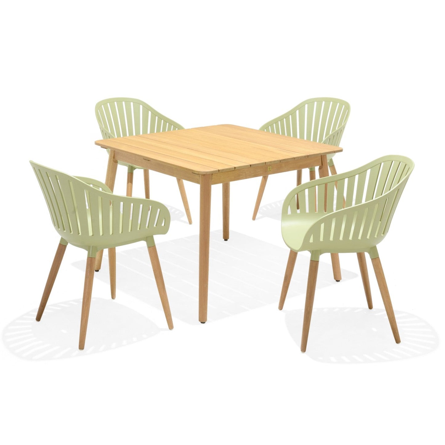 Nassau 5 Piece Square Dining Set, Sage Green Social Plastic®