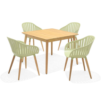 Nassau 5 Piece Square Dining Set, Sage Green Social Plastic®