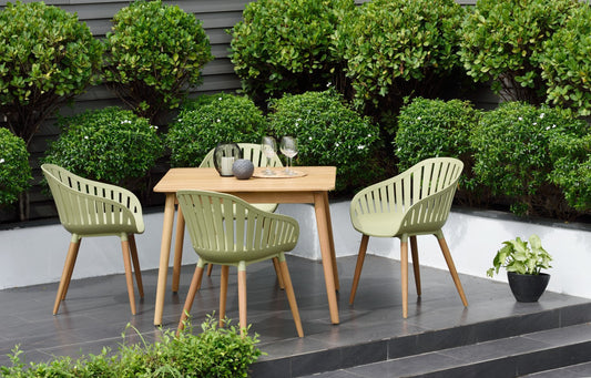 Nassau 5 Piece Square Dining Set, Sage Green Social Plastic®