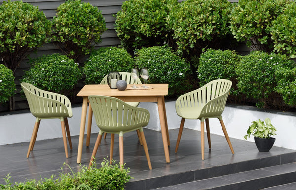 Nassau 5 Piece Square Dining Set, Sage Green Social Plastic®
