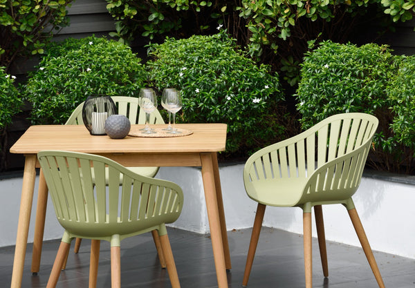 Nassau 5 Piece Square Dining Set, Sage Green Social Plastic®