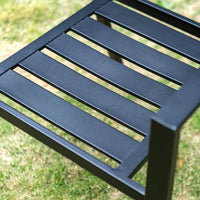 Black 9-Piece Metal Outdoor Patio Dining Set with Slat Square Table and Fashion Stackable Chairs