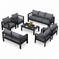 Aluminum Patio Furniture Set, 7 Piece Metal Outdoor Set, Patio Furniture Set with Waterproof Covers for Backyard Garden（Grey）