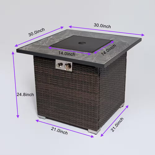 30 In. Wicker Steel Propane/Liquefied Petroleum Gas Outdoor Fire Pit Table in Espresso