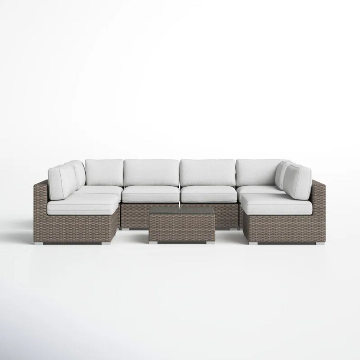 Seating Set With Cushions Handcrafted Wicker Design