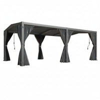 Aluminum Pergola Built for Year-Round Outdoor Living, Adjustable Rainproof Roof, Waterproof Curtains, 240 Sq Ft Coverage